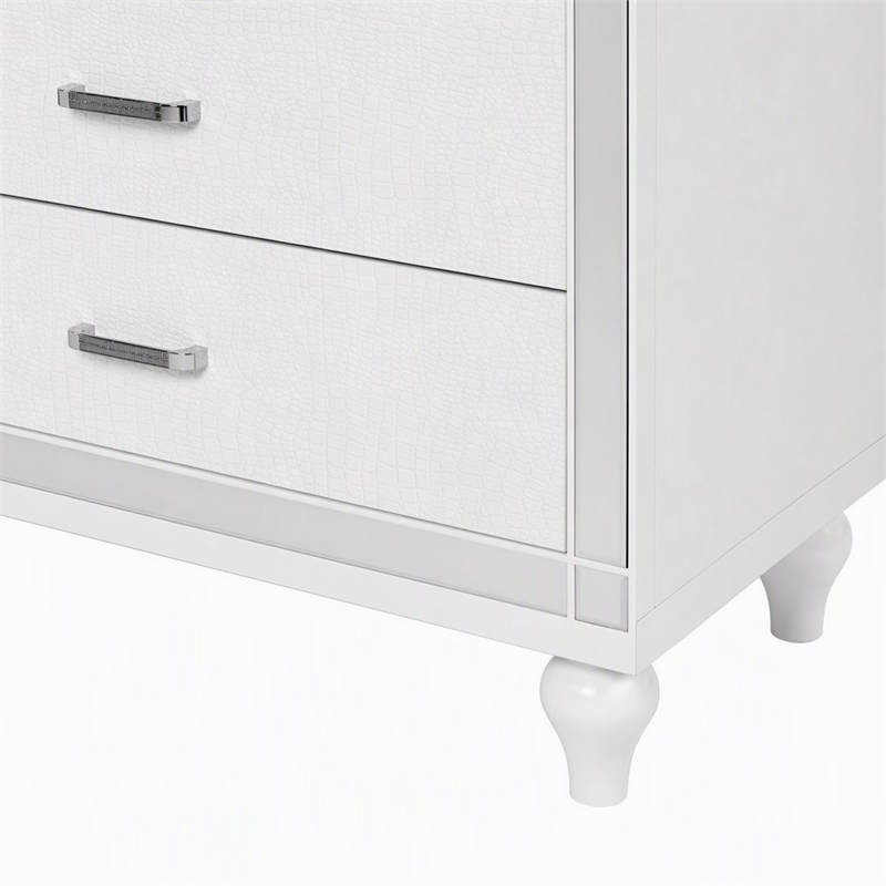 Bowery Hill Contemporary Solid Wood 5-Drawer Chest in White Finish