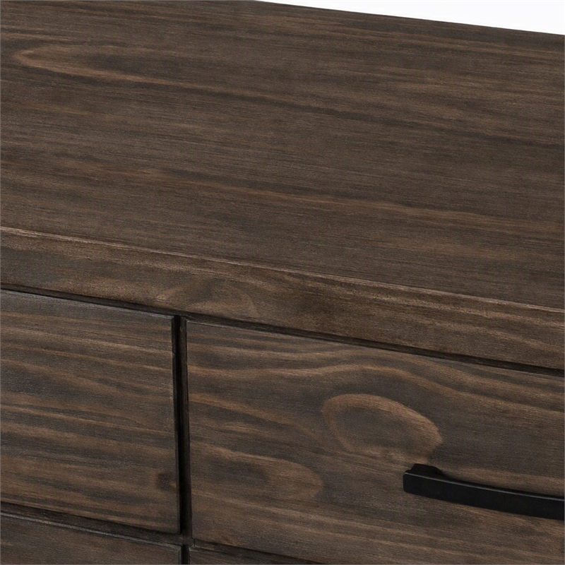 Bowery Hill Rustic Wood 6-Drawer Dresser in Wire-Brushed Brown Finish