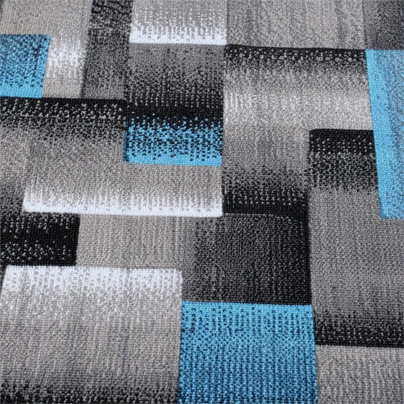 Bowery Hill 24 x 84 in Geometric Olefin Area Rug in Blue