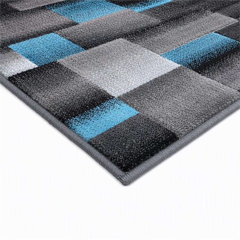 Bowery Hill 24 x 84 in Geometric Olefin Area Rug in Blue