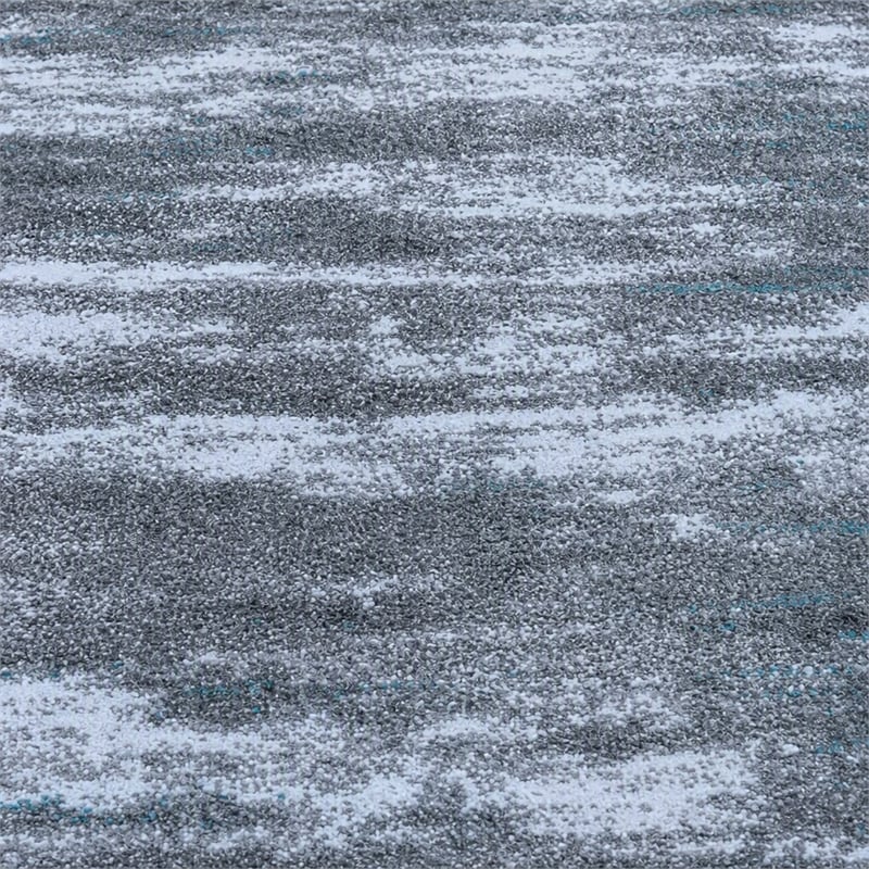 Bowery Hill 31.2 x 186 in Distressed Olefin Area Rug in Turquoise