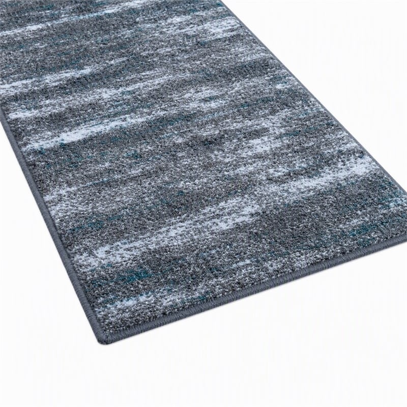 Bowery Hill 31.2 x 186 in Distressed Olefin Area Rug in Turquoise