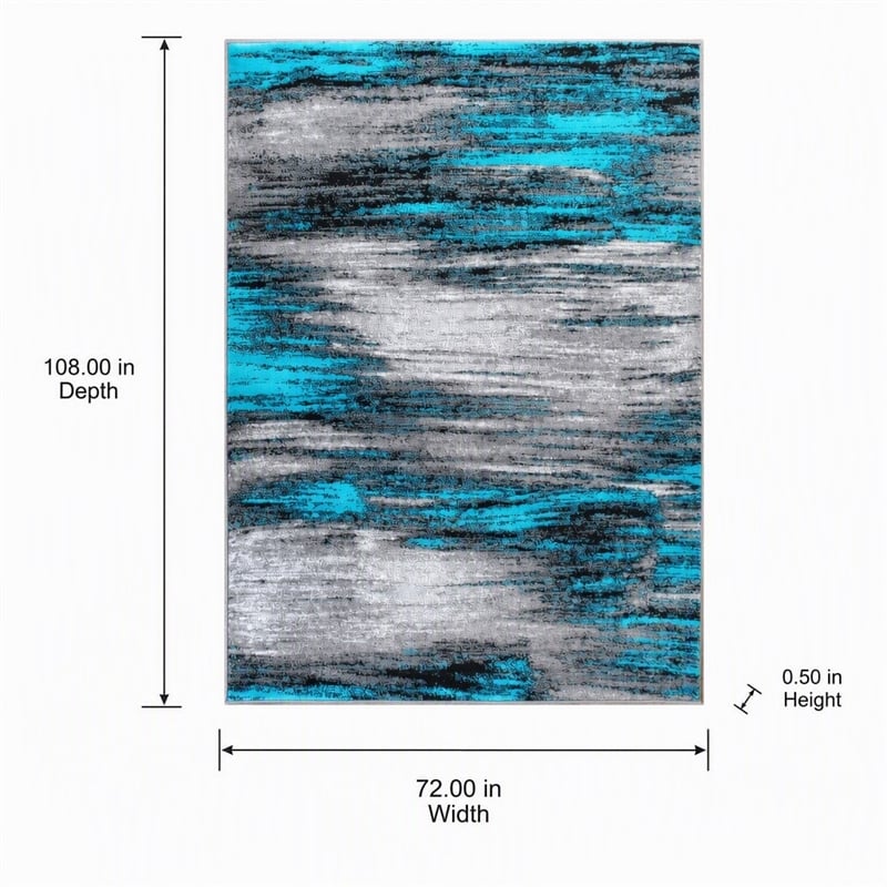 Bowery Hill 72 x 108 in Abstract Olefin Area Rug in Turquoise/Gray