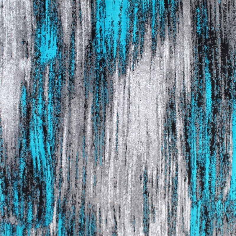Bowery Hill 72 x 108 in Abstract Olefin Area Rug in Turquoise/Gray