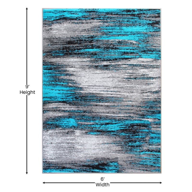 Bowery Hill 72 x 108 in Abstract Olefin Area Rug in Turquoise/Gray