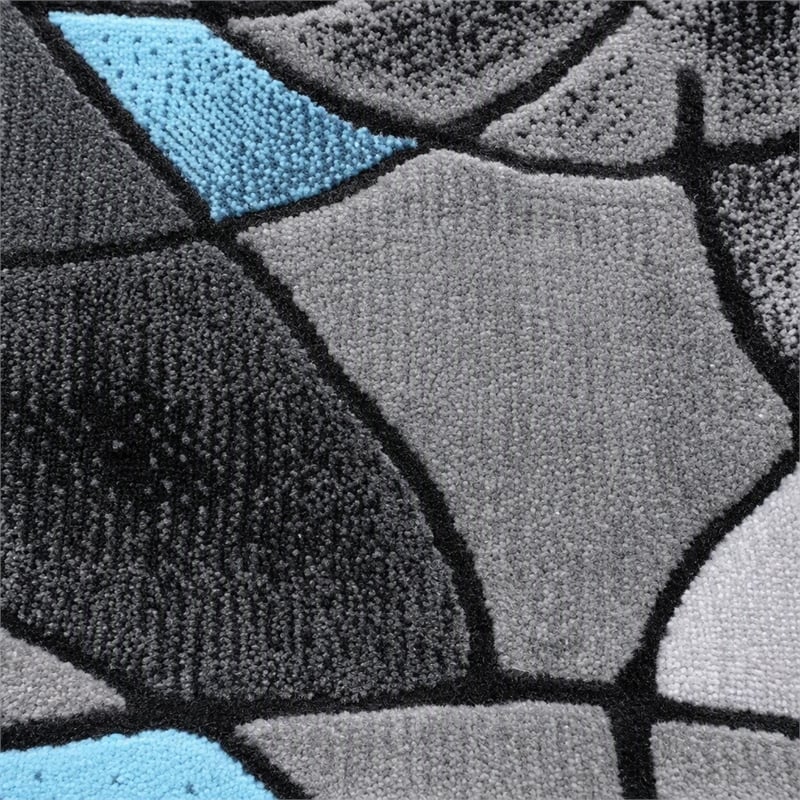 Bowery Hill Abstract 2' x 3' Olefin Accent Rug in Blue and Gray