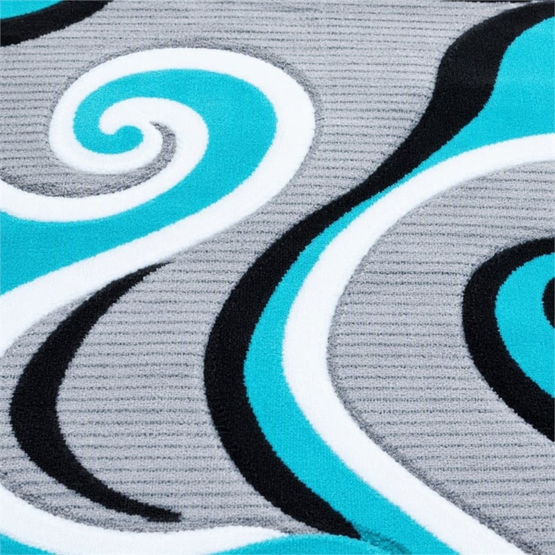 Bowery Hill Swirl 3' x 10' High-Low Area Rug in Turquoise