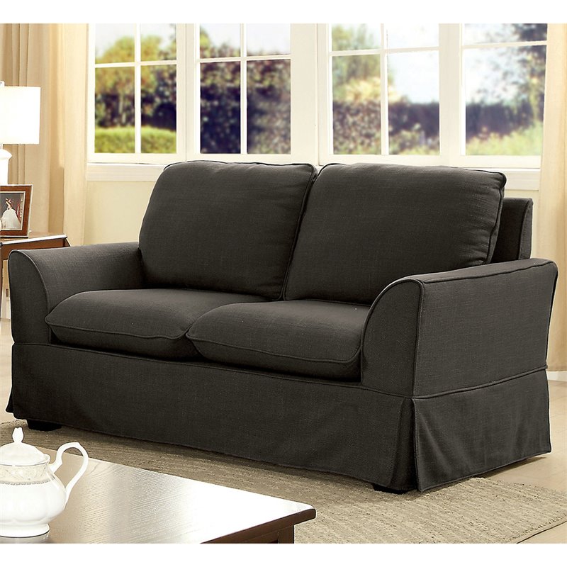 Bowery Hill Fabric Upholstery Loveseat in Grey