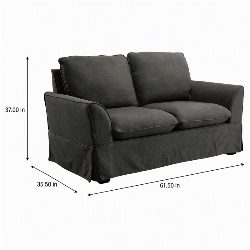 Bowery Hill Fabric Upholstery Loveseat in Grey