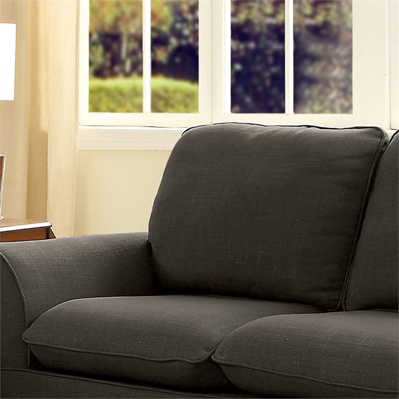 Bowery Hill Fabric Upholstery Loveseat in Grey
