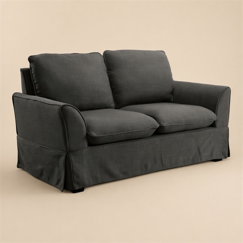Bowery Hill Fabric Upholstery Loveseat in Grey