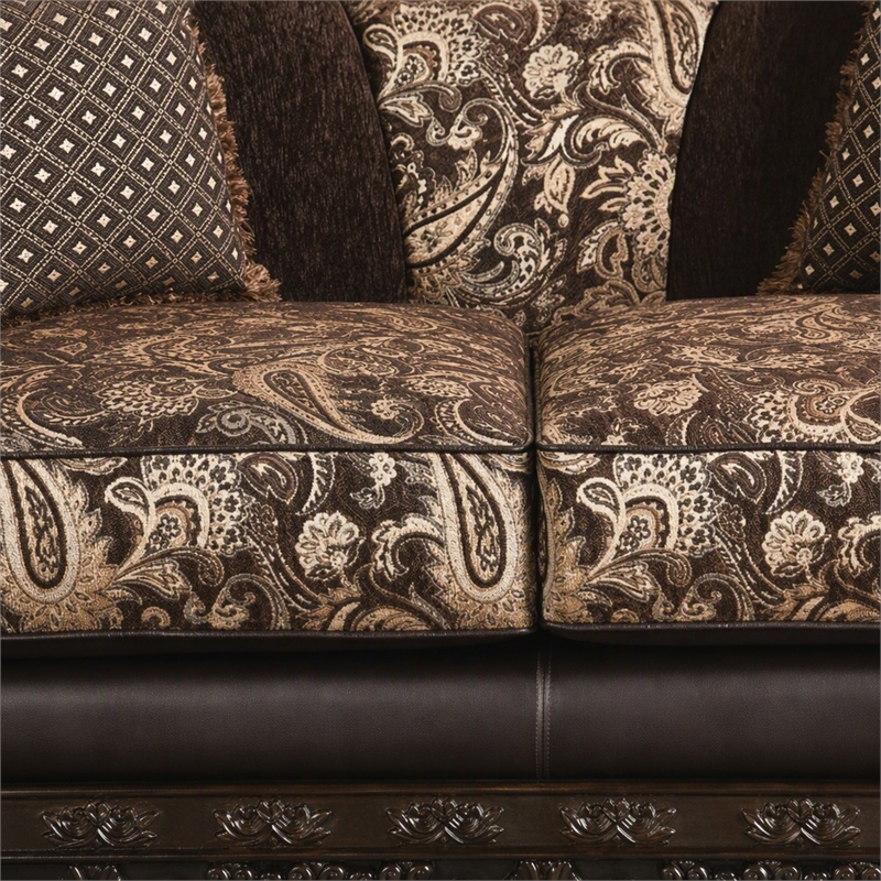Bowery Hill Chenille Upholstered Traditional Loveseat in Brown