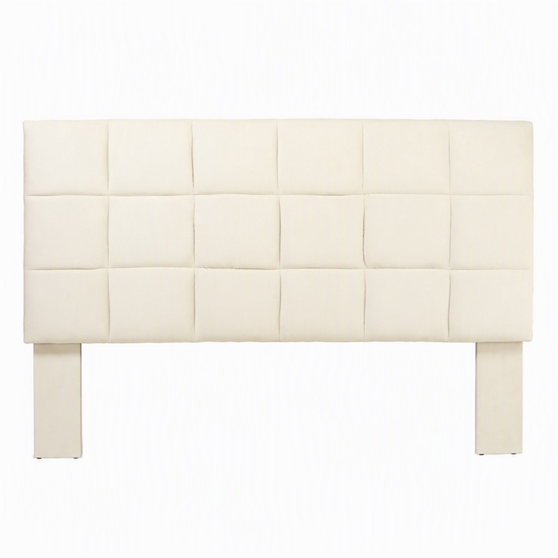 Bowery Hill Tufted Fabric Upholstered Full/Queen Headboard in Ivory