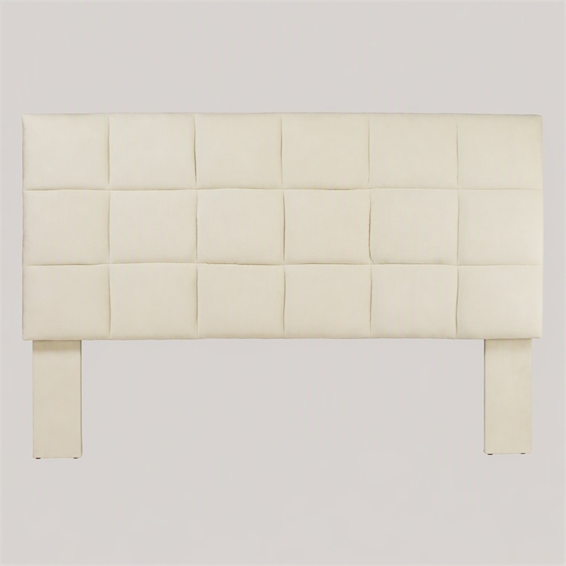 Bowery Hill Tufted Fabric Upholstered Full/Queen Headboard in Ivory