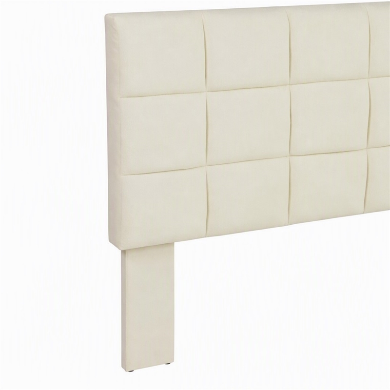 Bowery Hill Tufted Fabric Upholstered Full/Queen Headboard in Ivory