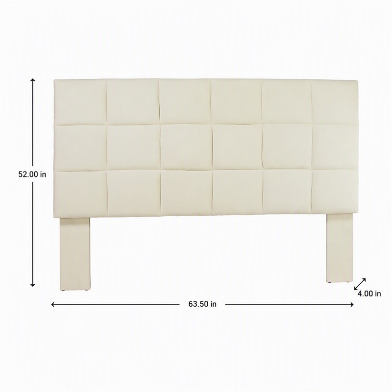 Bowery Hill Tufted Fabric Upholstered Full/Queen Headboard in Ivory