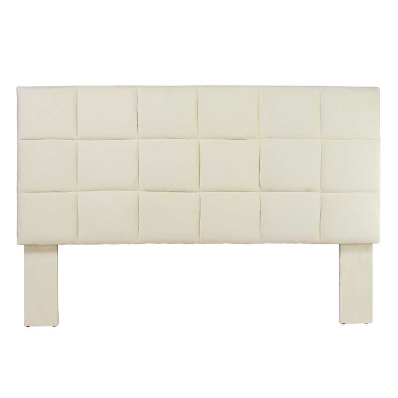 Bowery Hill Tufted Fabric Upholstered Full/Queen Headboard in Ivory