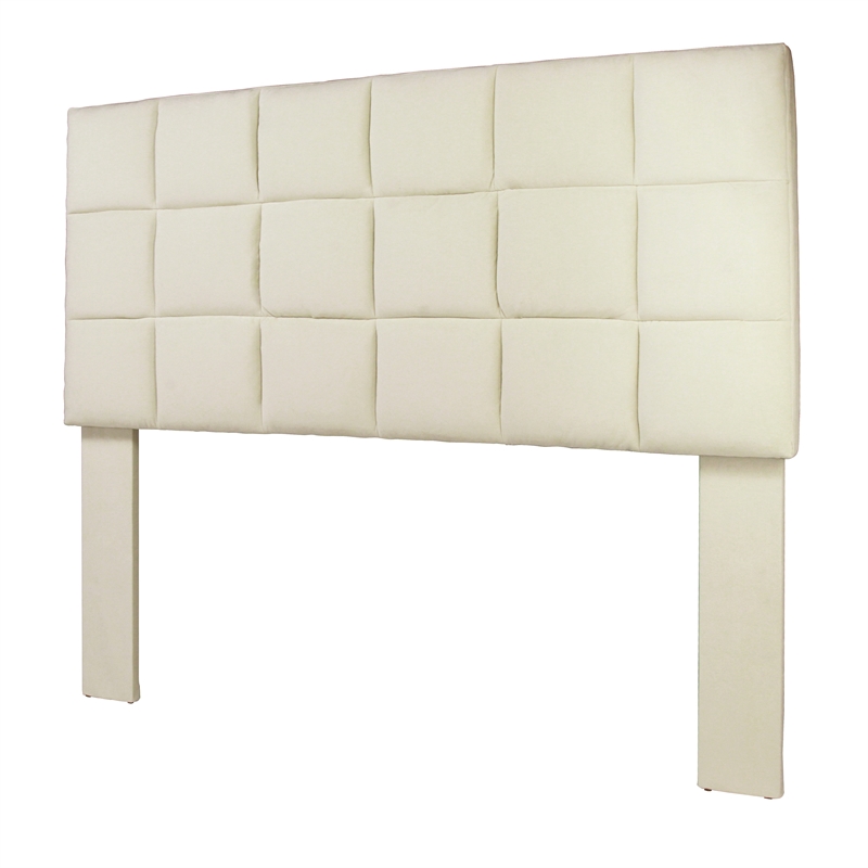 Bowery Hill Tufted Fabric Upholstered Full/Queen Headboard in Ivory