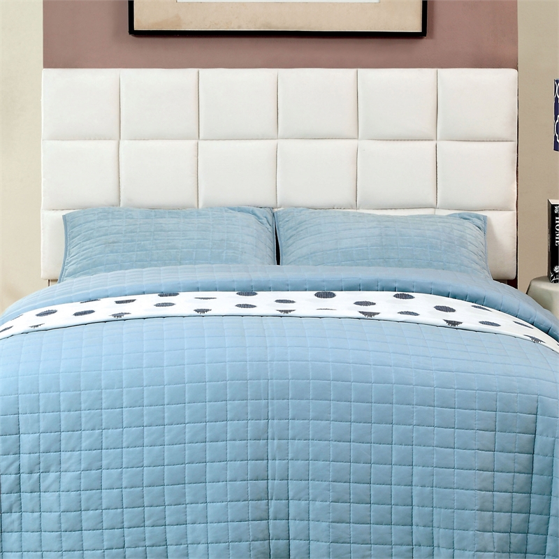 Bowery Hill Tufted Fabric Upholstered Full/Queen Headboard in Ivory