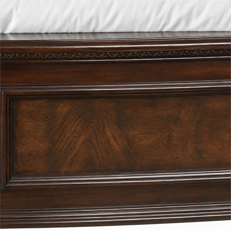 Bowery Hill California King Panel Bed in Solid Wood Brown Cherry Finish