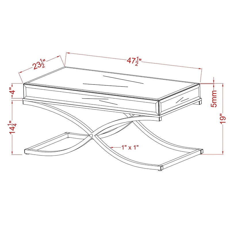 Bowery Hill Contemporary Metal Coffee Table in Chrome Finish with Glass Top