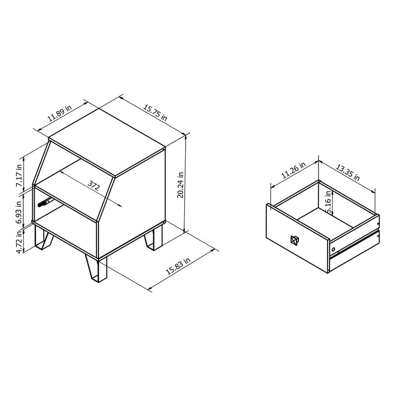 Bowery Hill Modern Wood Storage End Table in White with Drawer