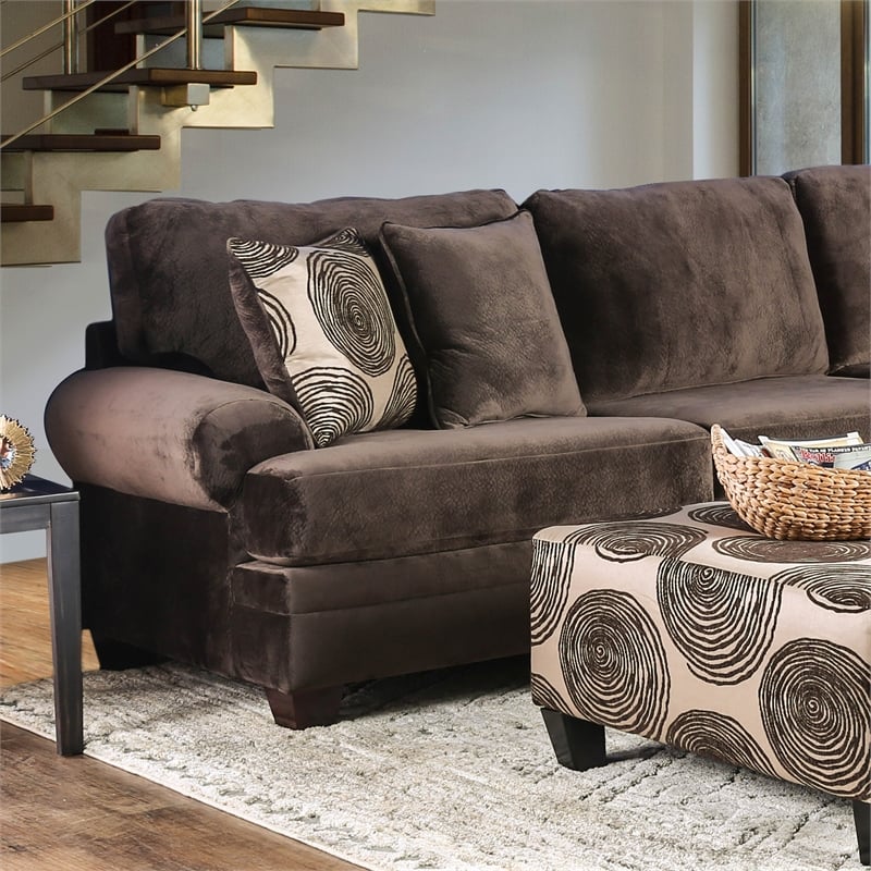 Bowery Hill Transitional Microfiber Sectional in Brown with Chaise
