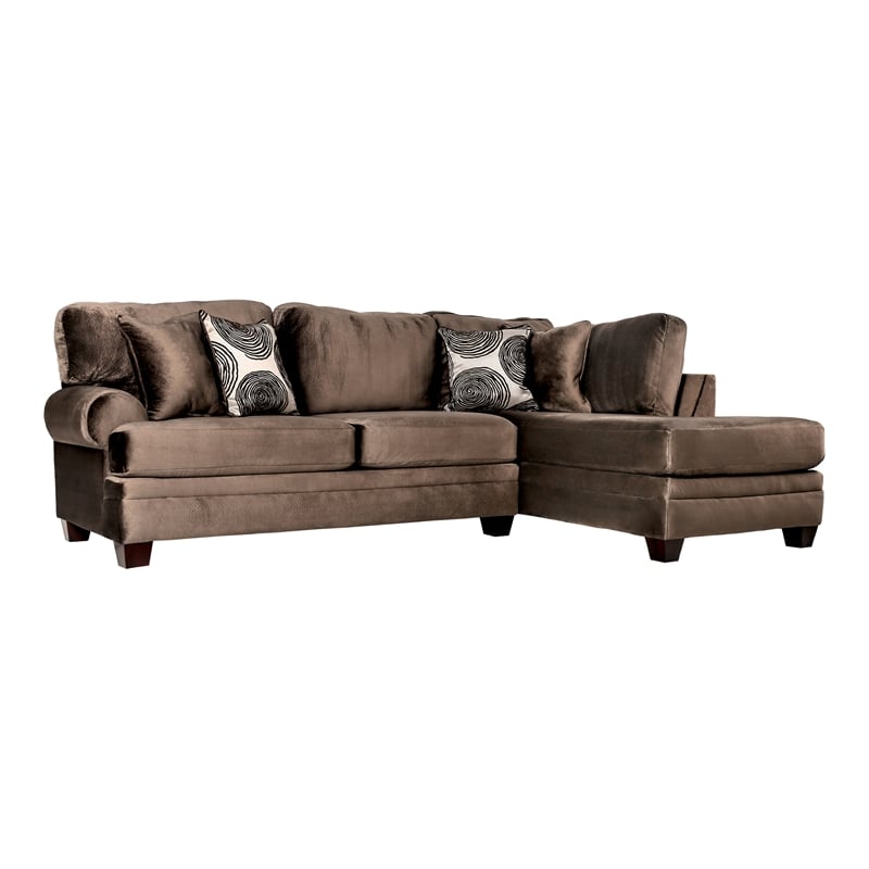Bowery Hill Transitional Microfiber Sectional in Brown with Chaise