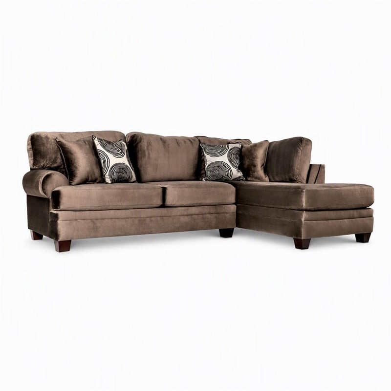 Bowery Hill Transitional Microfiber Sectional in Brown with Chaise