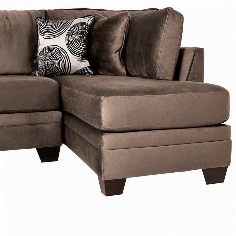 Bowery Hill Transitional Microfiber Sectional in Brown with Chaise