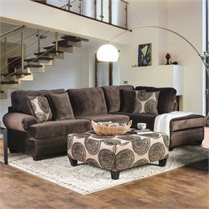 Bowery Hill Transitional Microfiber Sectional in Brown with Chaise
