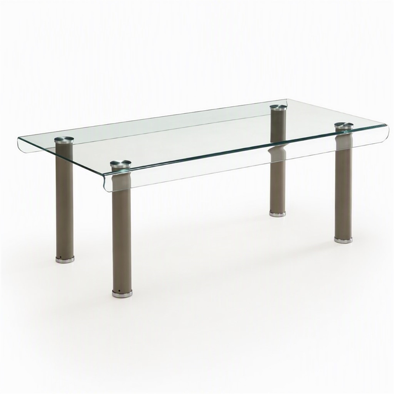 Bowery Hill Glass Top Coffee Table with Champagne Gold Finish
