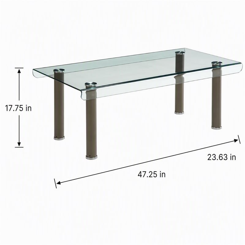 Bowery Hill Glass Top Coffee Table with Champagne Gold Finish