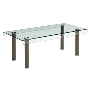 Bowery Hill Glass Top Coffee Table with Champagne Gold Finish