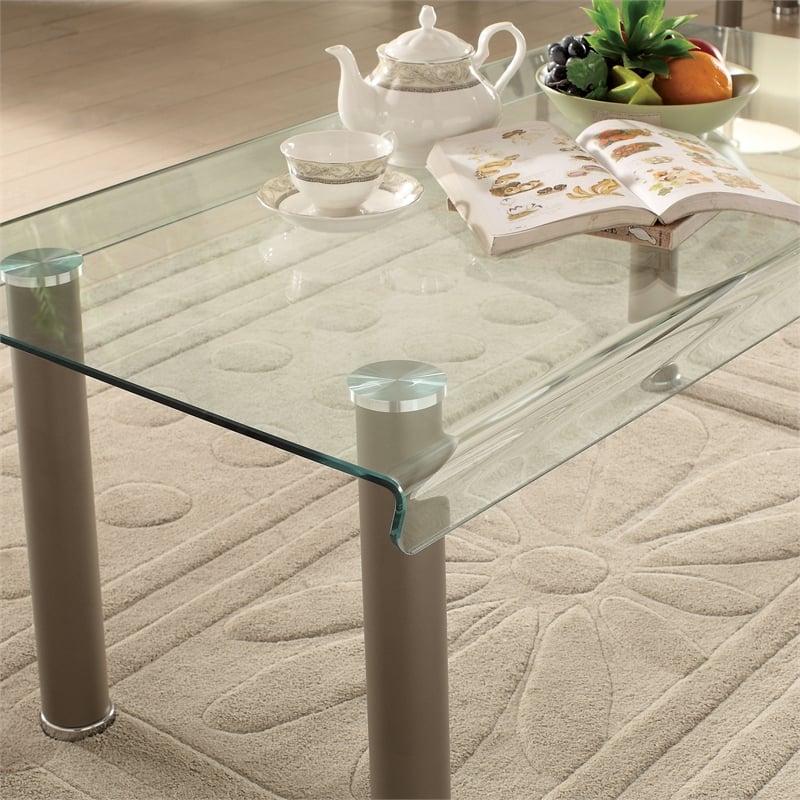 Bowery Hill Glass Top Coffee Table with Champagne Gold Finish