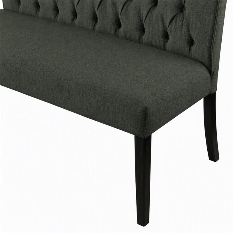 Bowery Hill Transitional Fabric Tufted Loveseat Bench in Gray
