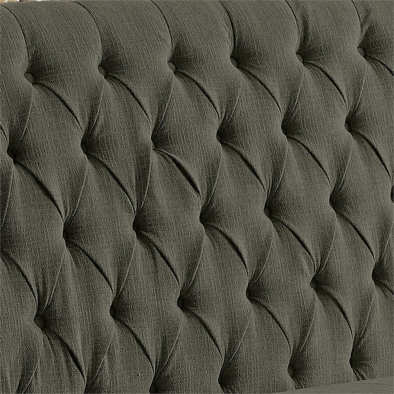 Bowery Hill Transitional Fabric Tufted Loveseat Bench in Gray
