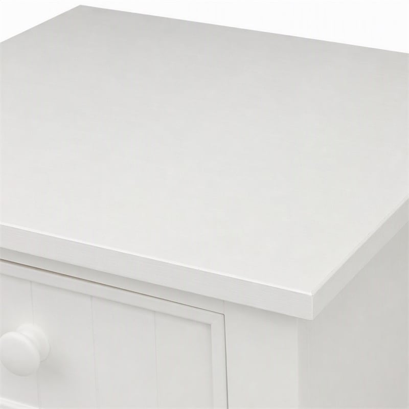 Bowery Hill Solid Wood 1-Drawer Nightstand with Open Shelf in White