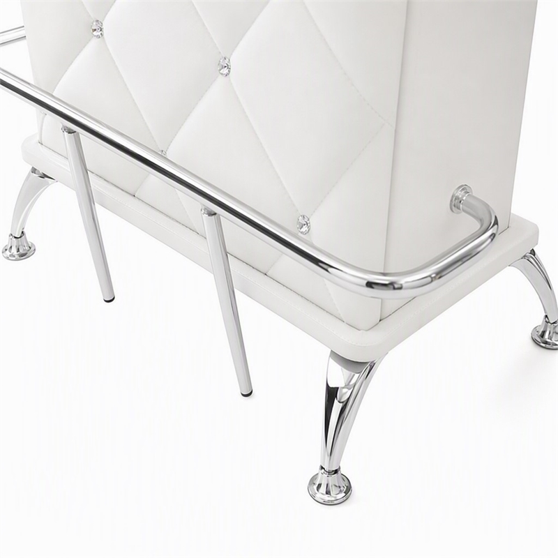 Bowery Hill Contemporary Faux Leather Tufted Bar Table in White