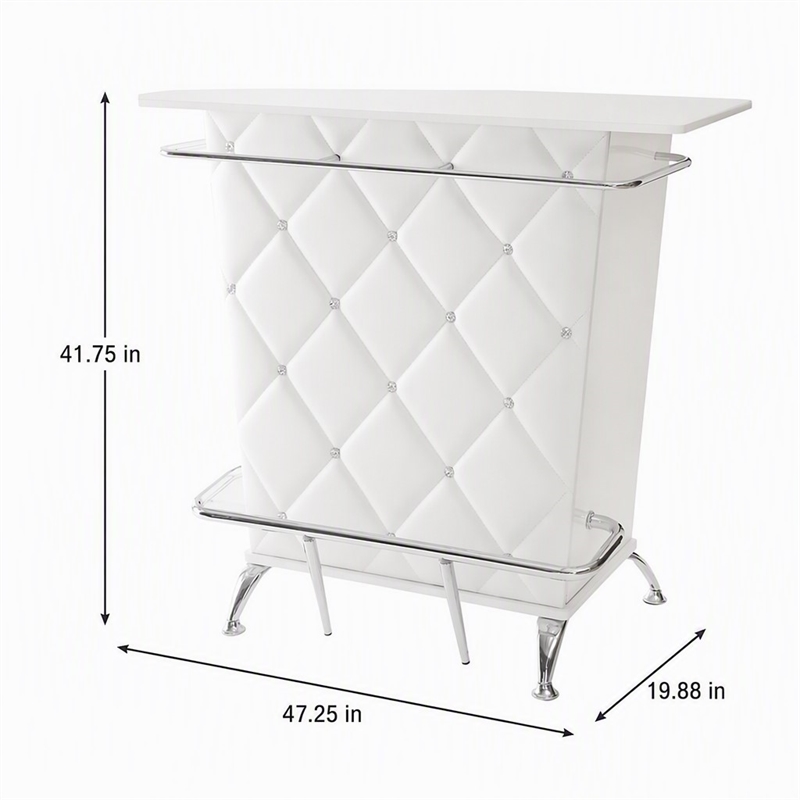 Bowery Hill Contemporary Faux Leather Tufted Bar Table in White