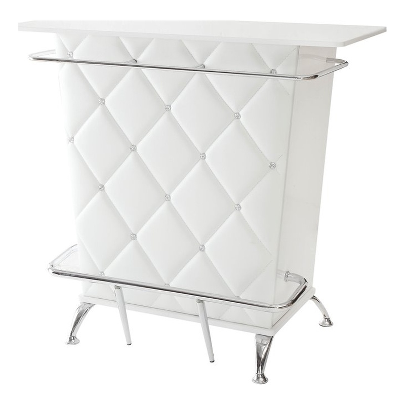 Bowery Hill Contemporary Faux Leather Tufted Bar Table in White
