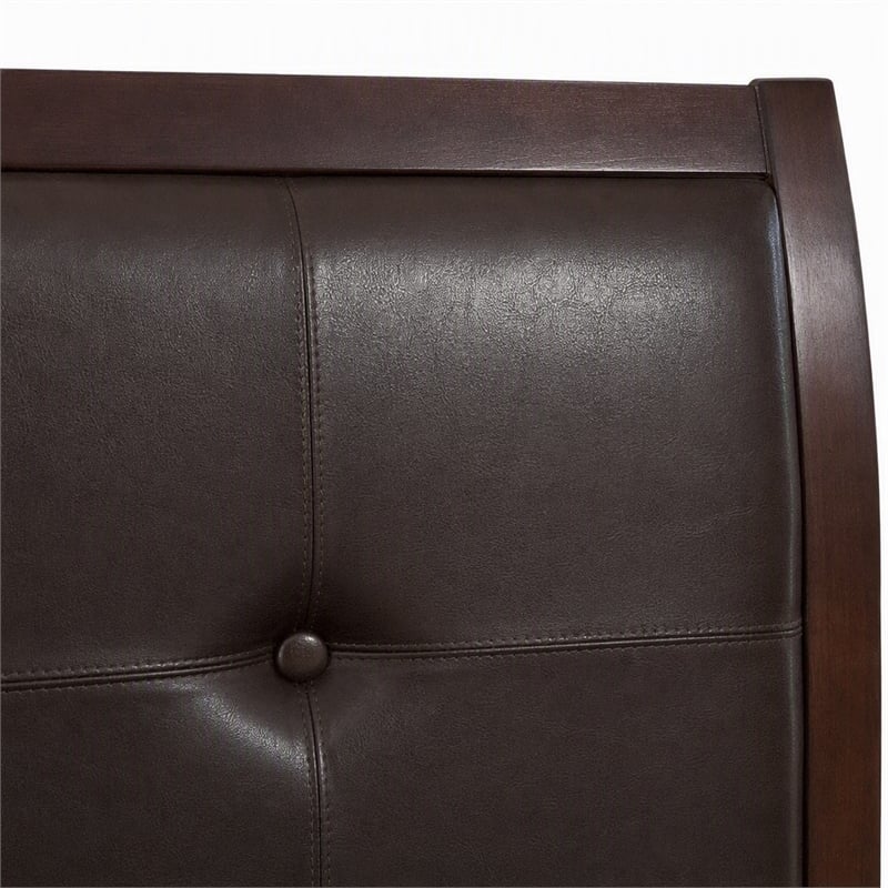 Bowery Hill Solid Wood Tufted King Bed in Brown Cherry Finish