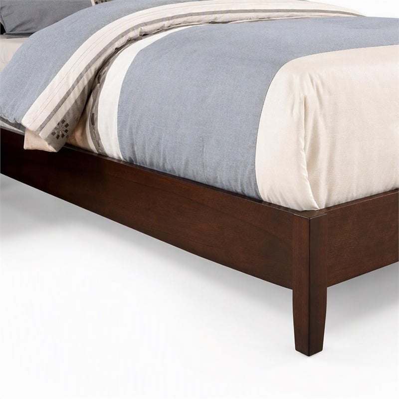 Bowery Hill Solid Wood Tufted King Bed in Brown Cherry Finish