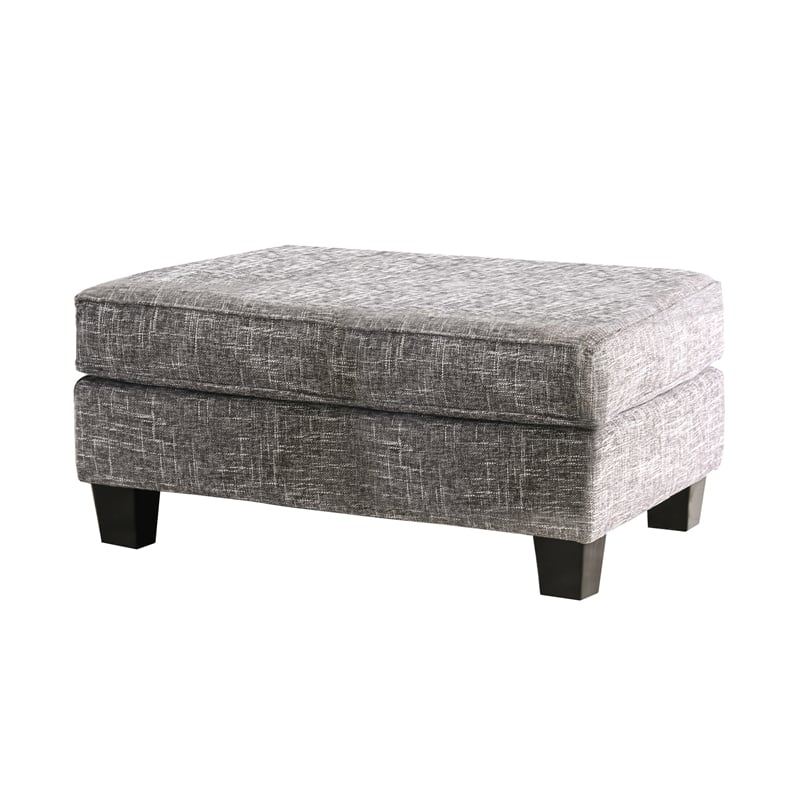 Bowery Hill Transitional Fabric Upholstered Ottoman in Gray with Storage