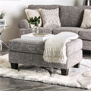 Bowery Hill Transitional Fabric Upholstered Ottoman in Gray with Storage