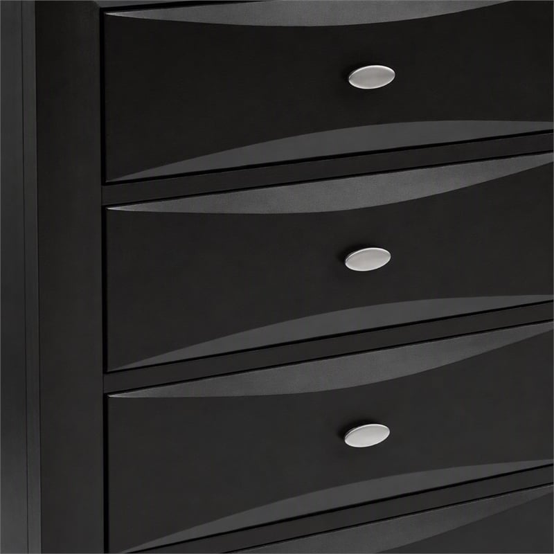 Bowery Hill 5-Drawer Chest in Black Solid and Engineered Wood