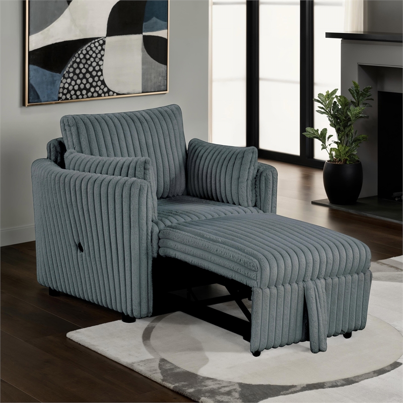 Bowery Hill Modular Fabric Chair with Pull-Out Function in Dark Gray
