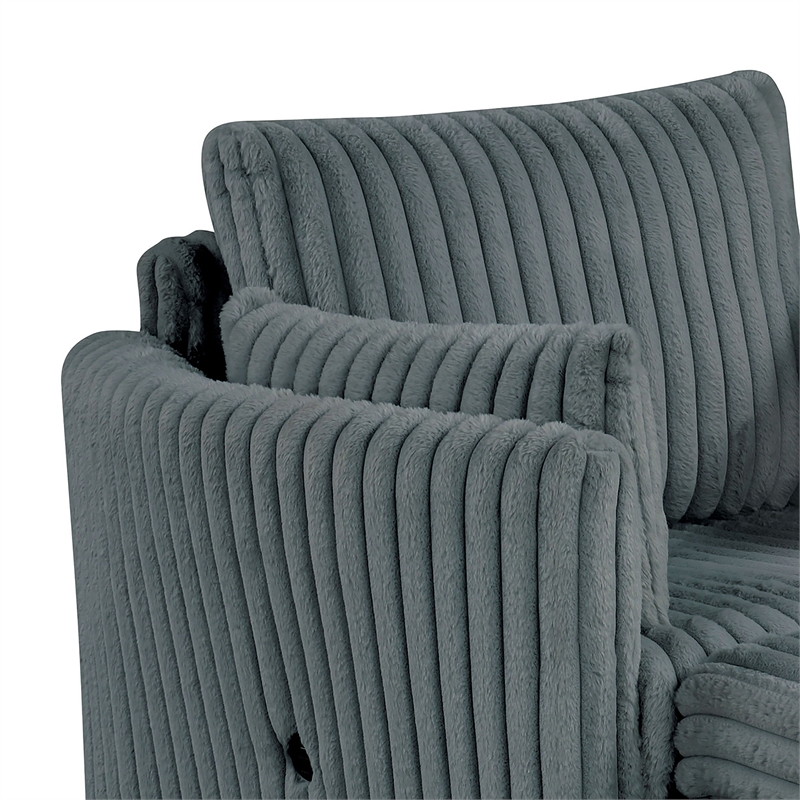 Bowery Hill Modular Fabric Chair with Pull-Out Function in Dark Gray