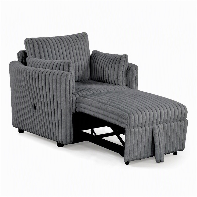 Bowery Hill Modular Fabric Chair with Pull-Out Function in Dark Gray