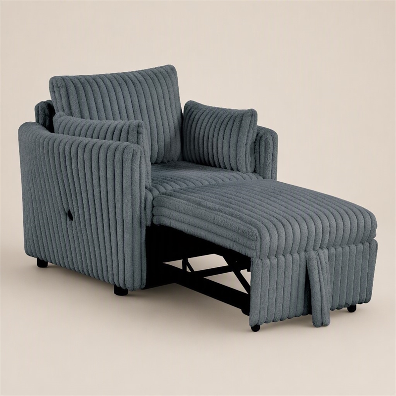 Bowery Hill Modular Fabric Chair with Pull-Out Function in Dark Gray